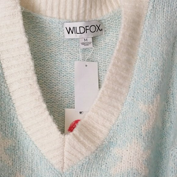 Wildfox Aces Cropped Star Print Long Sleeve Pullover M - Picture 5 of 9